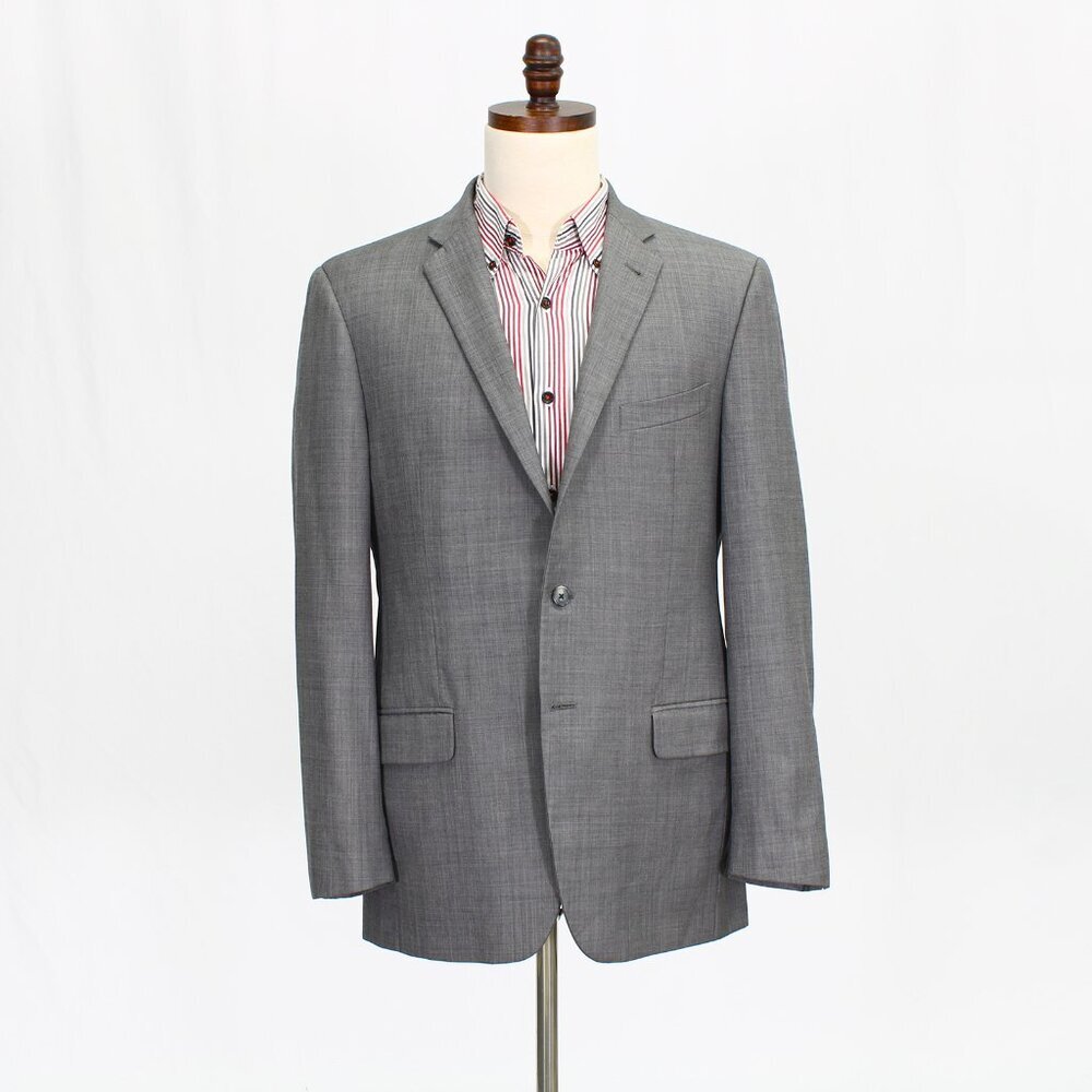 Joseph Abboud 46L Gray Solid 2-Button Sport Coat Blazer Jacket W039